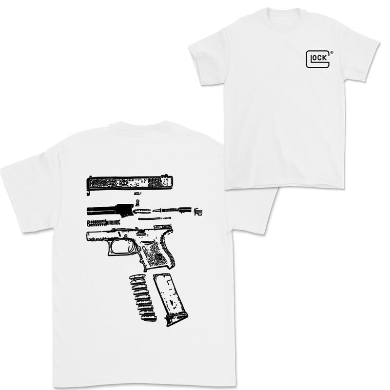 In Glock We Trust: Men's Wear Tee, Featuring Black and White Designs for Both Hoodies and T-shirts