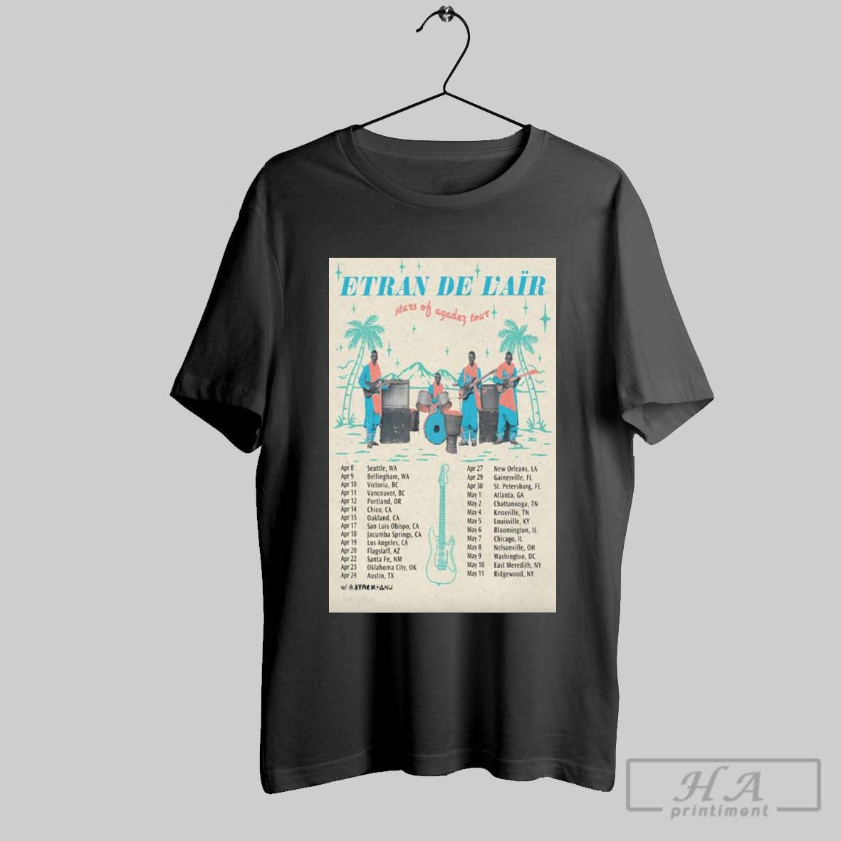 Poster Etran De Lair Stars Of Agadez North America 2025 Tour Apr 8 Seattle Wa Apr 9 Bellingham Wa T Shirt