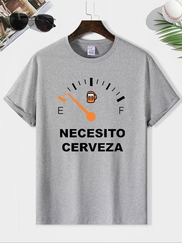 Men's Cartoon & Letter Print Round Neck Tee, Regular Fit Casual Streetwear Short Sleeve T-shirt, Graphic Tees,Â Men's Summer Top for Daily Wear Back To School