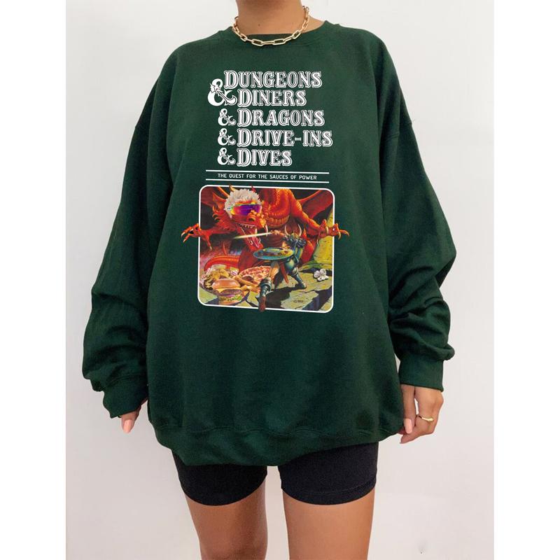 Dungeons And Diners And Dragons And Drive-Ins And Dives Shirt, Dragons Playing Houses And Humans T-Shirt, Sweatshirt, Hoodie, DnD Sweatshirt, RPG Gift