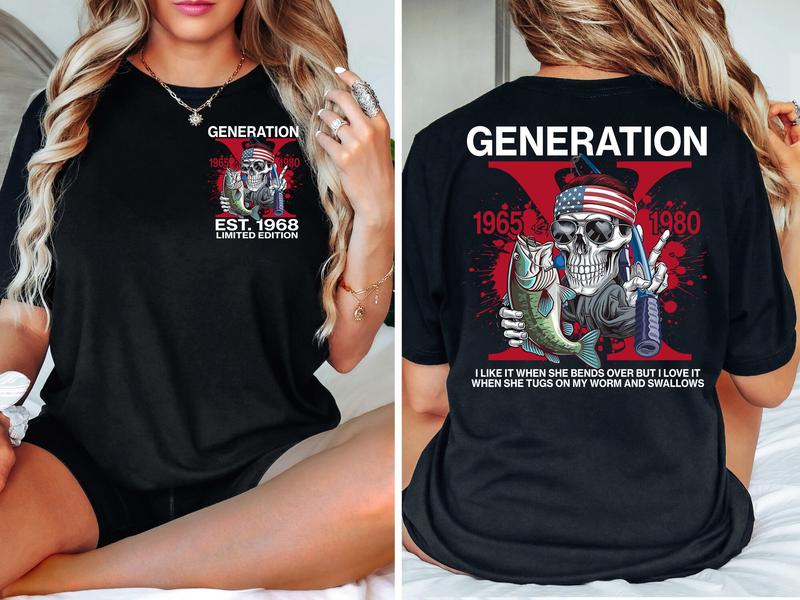 Customize Gen X Fishing T-shirt 1968 Year FAFO Two Side Style, Hose Water Humor