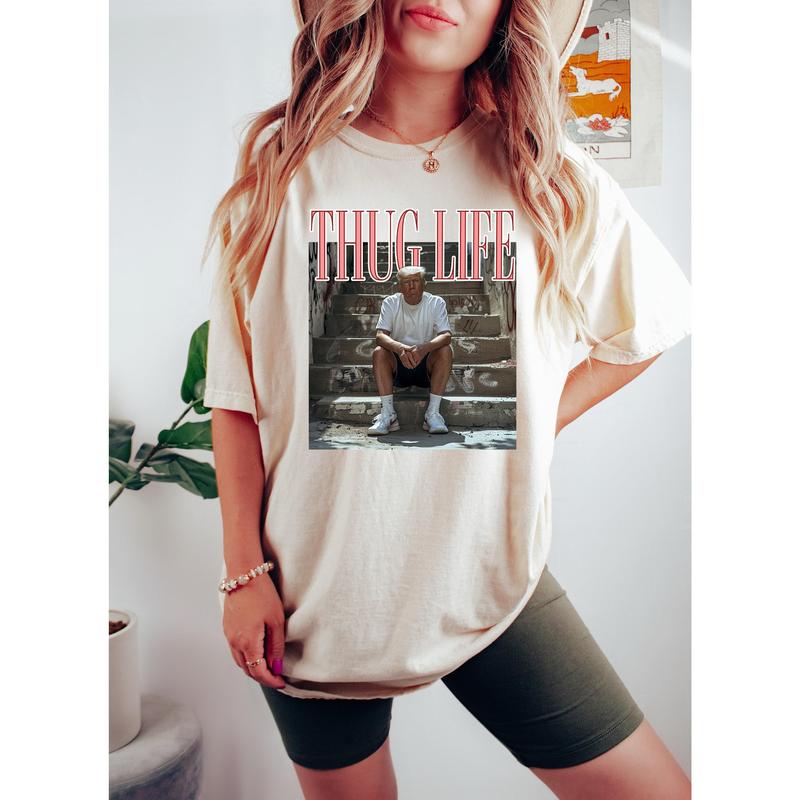 Donald Trump Thug Life Shirt, Viral Thug Life Trump T-Shirt, Sarcastic Donald Trump Tee, Funny Trump 2024 Shirt