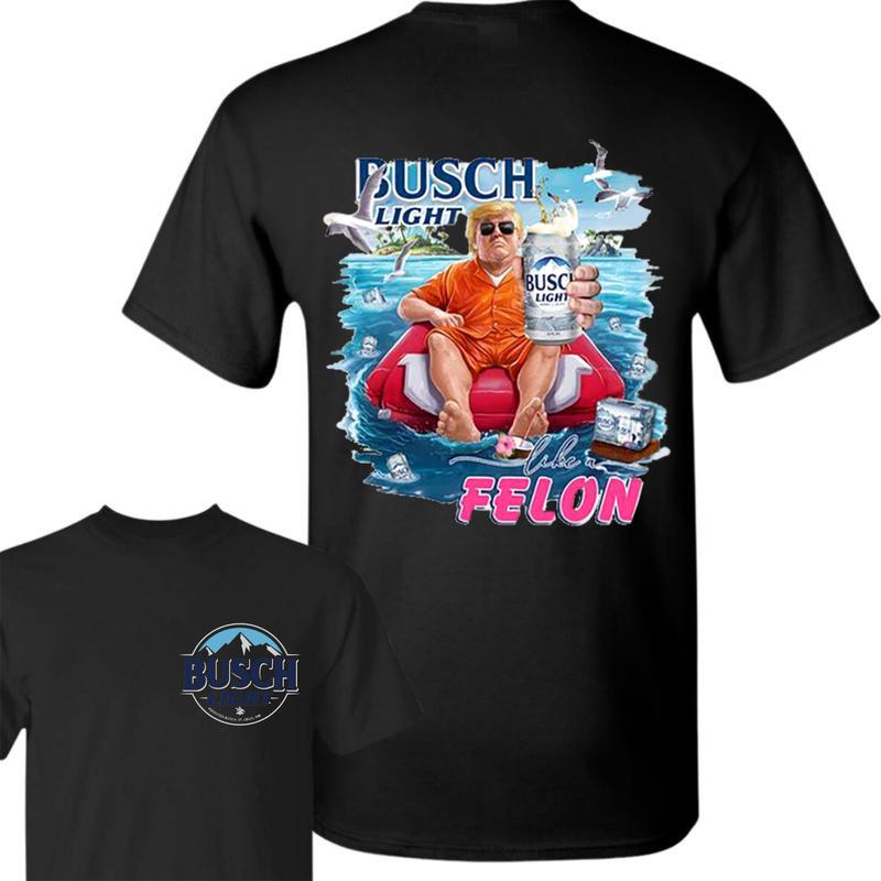 B.u.s.c.h 2024 Chillin Like A Felon Unisex 2-Sided Shirt 2024 Shirt Soft Cotton Shirt, Casual Graphic Round Neck T-shirt for Summer, Beer Party Summer