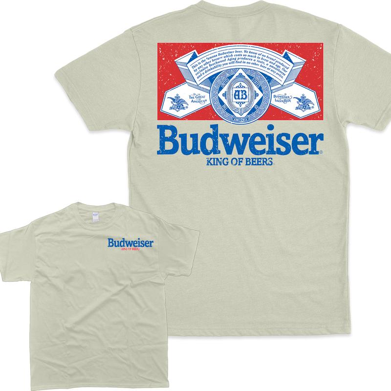 Budweiser Distressed Front and Back Print T-Shirt