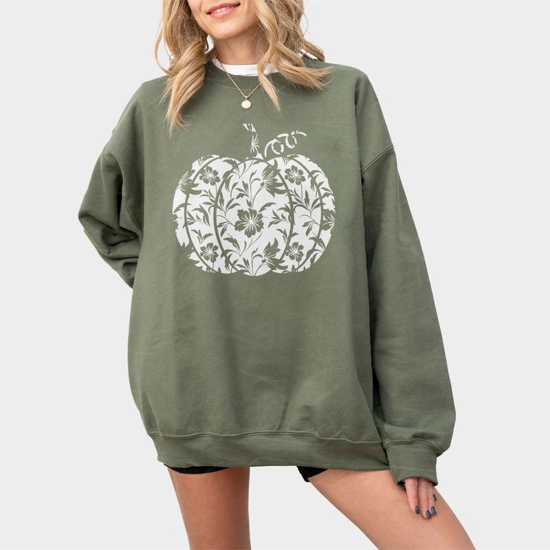 Floral Pumpkin Shirt, Halloween Shirt, Halloween Pumpkin Shirt, Fall Comfort Tee, Fall Shirt for Woman, Pumpkin Shirt, Autumn Shirt, Pumkin Floral Shirt, Fall Women Top