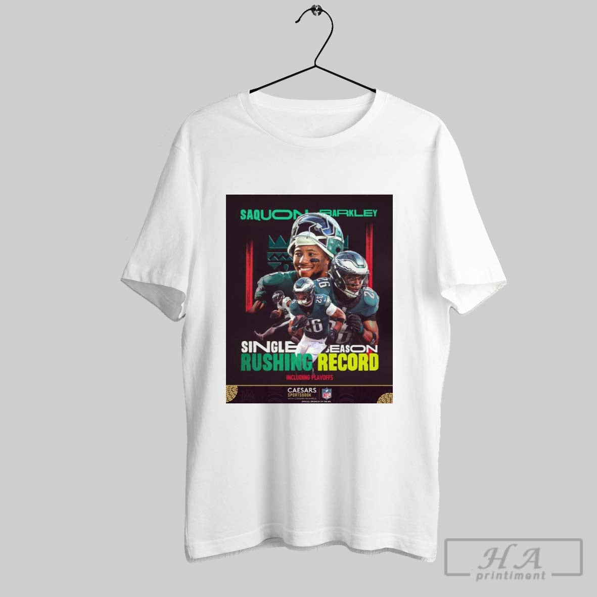 Saquon Barkley Philadelphia Eagles Single Season Rushing Record Including Playoffs Caesars Poster T Shirt