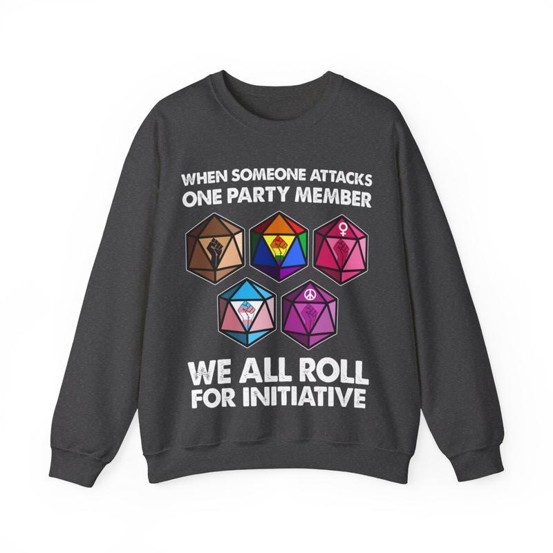 When Someone Attacks One Party Member We All Roll For Initiative Vintage T-Shirt, Dungeons And Dragons Shirt, Board Game Cotton Fabric Casual Collar