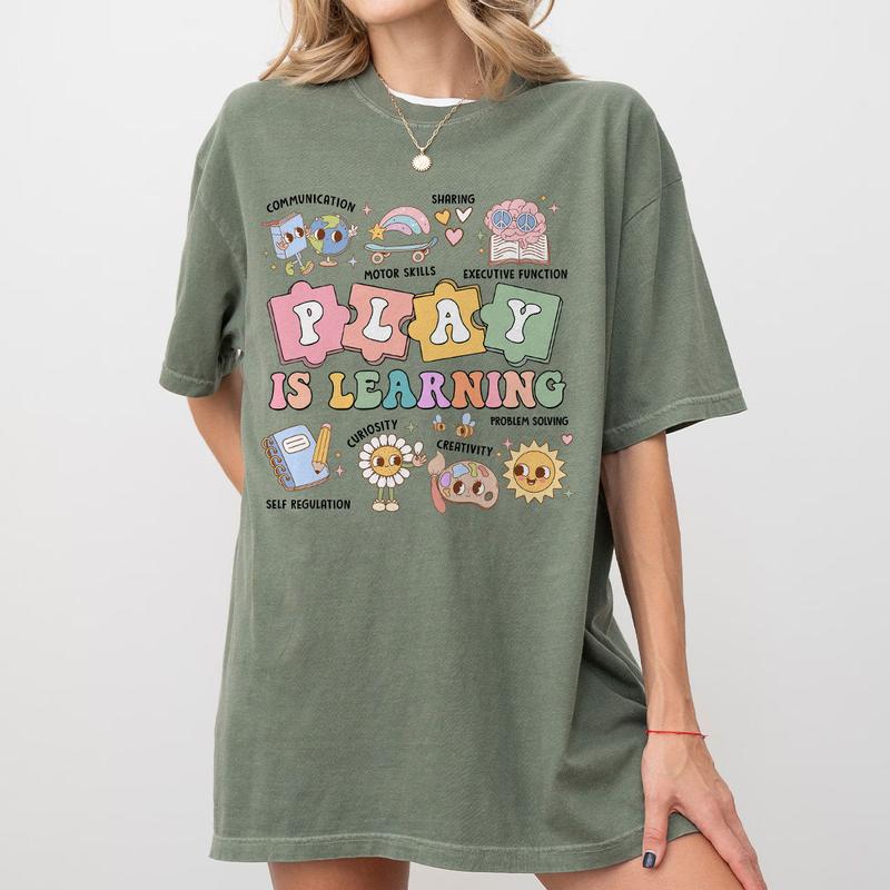 Teacher Shirt, Play Is Learning Teacher Tshirt, Back To School, Teacher Team Shirt, Gift for Teacher, Kindergarten Teacher, Teacher Appreciation Gifts, Teacher Gift, Comfort Shirt for Teacher, First Day of School, Love Teacher Tshirt, Women Top
