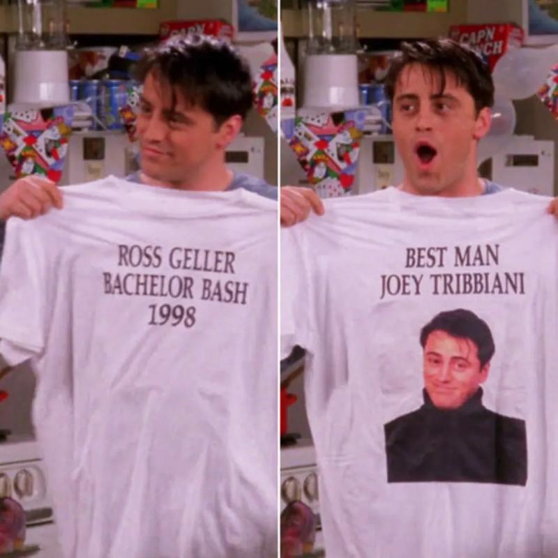 Ross Geller Bachelor Bash 1998 2 Sided Tee, Friends Tv Show Inspired, 90s Throwback, Vintage Clothing, Friends Merch, Unisex T-Shirt, Gifts For Men Wo