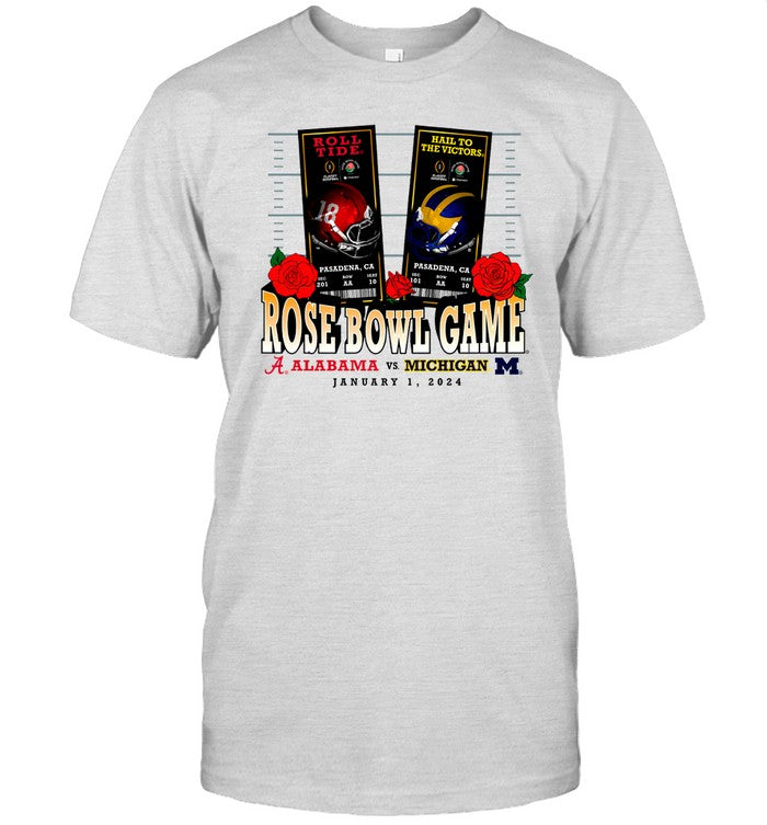 Michigan vs Alabama 2024 Playoff Semifinal Rose Bowl Game T Shirt