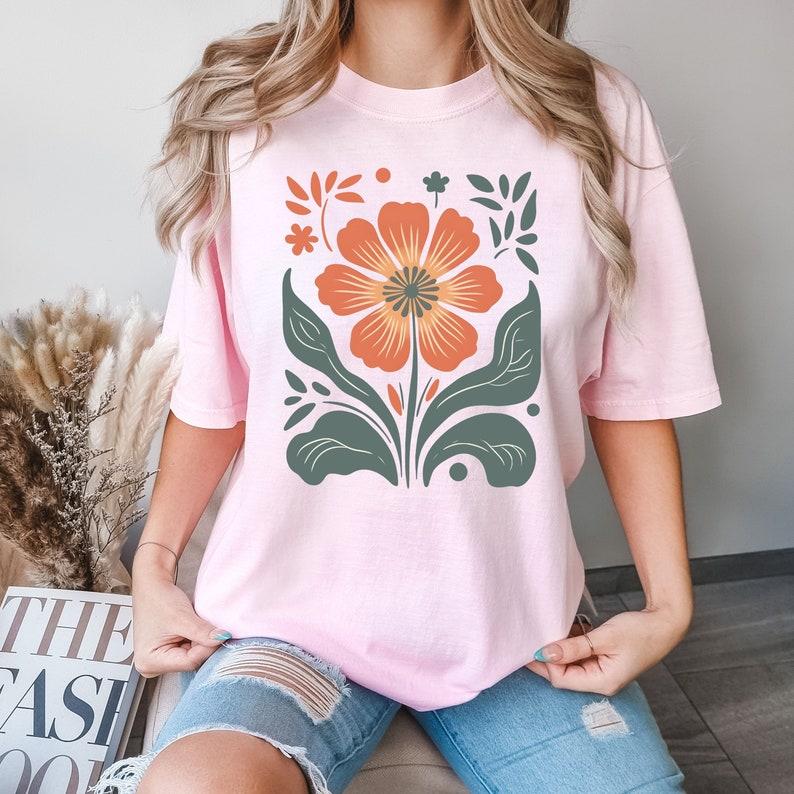 Autumn Flower Shirt, Flower T Shirt, Retro Floral Shirt, Vintage Flower Shirt, Plant Lover Shirt, Gift for Grandma