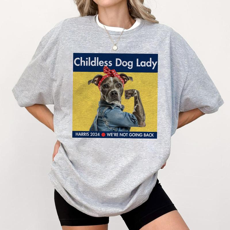Harris 2024 T-Shirt  Childless Dog Lady  Kamala Harris Campaign  Cute Funny Dog Tshirt  Childless Cat Lady  President Harris Tee Menswear Top