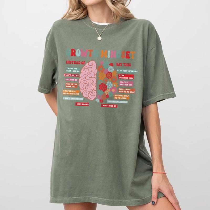 Growth Mindset Flower Brain Tshirt, Psychology Therapy Teacher Shirt, Back to School Shirt, Comfort Shirt for Teacher, Mental Health Retro TShirt For Teacher, Appreciation Gift For Teacher, Inspirational Shirt, Gift For Teacher TShirt, Women Top