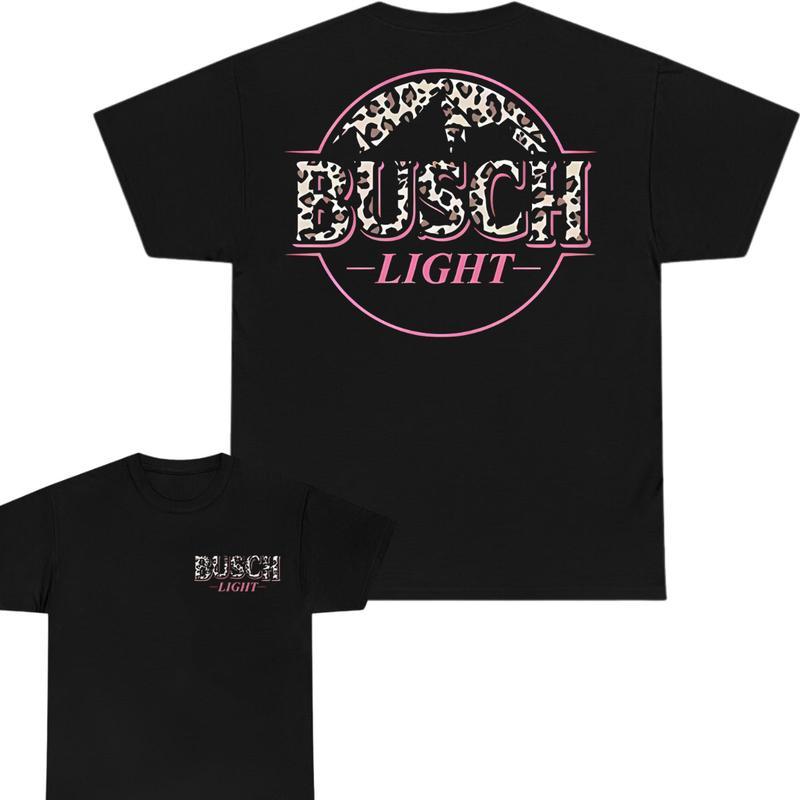 Busch Light -Beer- Busch Light Leopart Logo T-shirt 2 Side Unisex Size Range, Casual Graphic Round Neck T-shirt for Summer, Fashion Top for Daily Wear