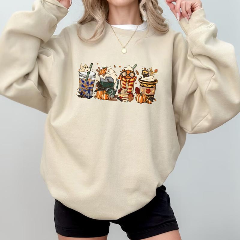 HP Hogwarts Houses Spooky Season Unisex Sweatshirt Hoodie Shirt Cotton Relaxed Fit