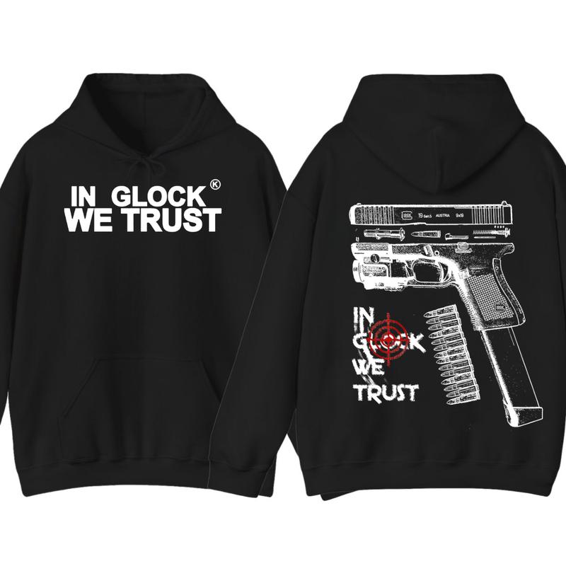 IN GLOCK WE TRUST HOODIE , Double Side , GLock Sweatshirt,Design Glock - Full Color , For Her , For Him , Glock Shirt ,Menswear & Womenswear - Men's Tops & Women's Tops - Hoodies & Sweaters