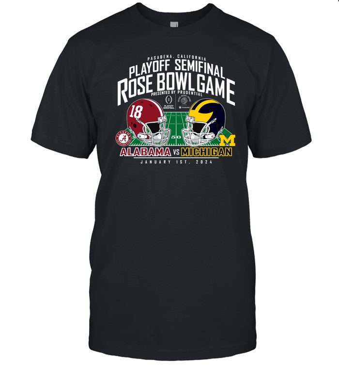 Michigan Wolverines vs. Alabama Crimson Tide 2024 Rose Bowl Shirt