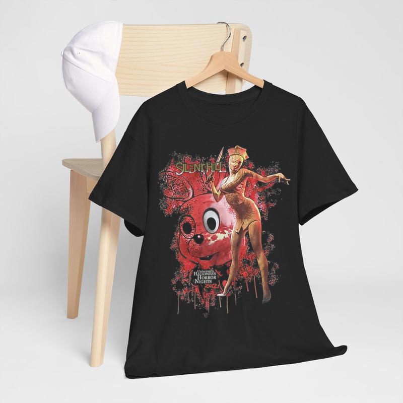 Silent Hill Universal Halloween H0rr0r Nights Video Game Cotton Crewneck Tshirt  Menswear Streetwear
