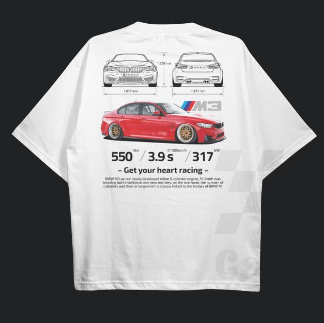 Drive in Style Car-Themed T-Shirts, F80 M3 BluePrint White T-Shirt, F80 M3  BluePrint Technical Specs T-Shirt, Racing Shirt, Sport Car Shirt Menswear