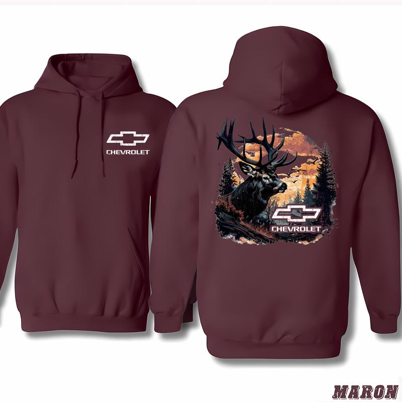 Chevrolet - Buck Wear Men's Chevy-camo Fill Deer Hoodie, Variety In Colors, Trendy Fashion Available, Classic Cotton, Menswear Unisex, Unisex