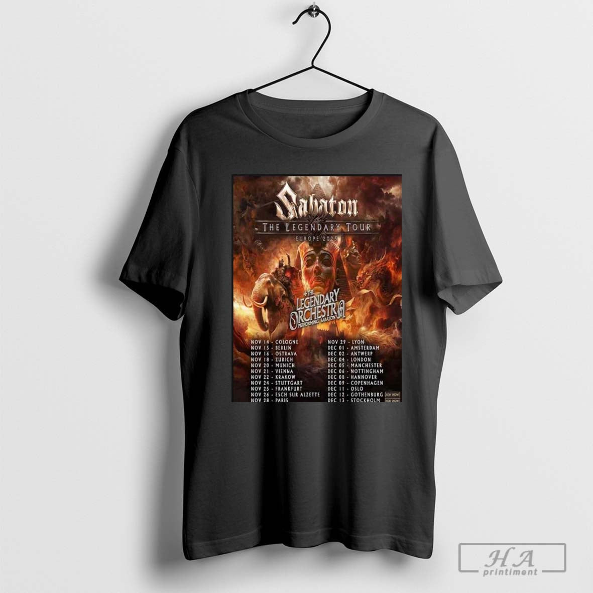 Sabaton The Legendary Tour Europe Tour 2025 Performances Scheduled Shirt
