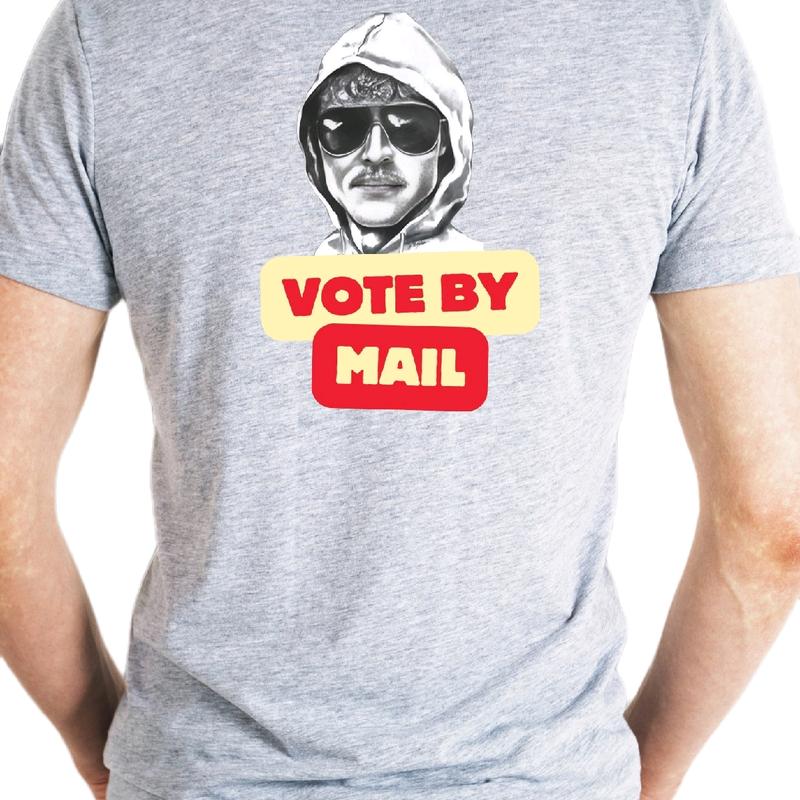 Ted Sketch-Vote By Mail No ID T-Shirt, Cotton Menswear Top, Casual t shirt