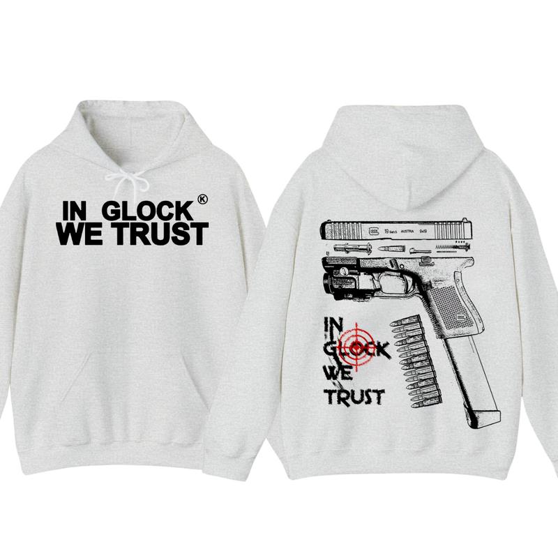 IN GLOCK WE TRUST HOODIE , Double Side , GLock Sweatshirt,Design Glock - Full Color , For Her , For Him , Glock Shirt ,Menswear & Womenswear - Men's Tops & Women's Tops - Hoodies & Sweaters