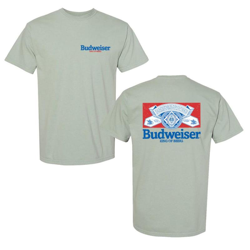 Budweiser beer retro logo and design t-shirt, high-quality material, fashion forward