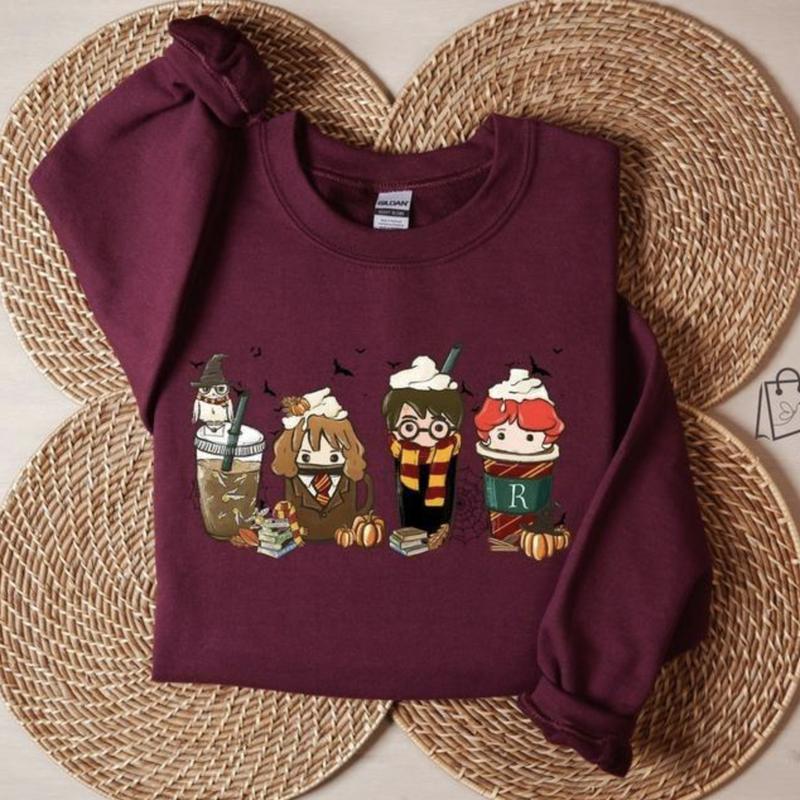 Harry Fall Coffee Sweatshirt, Witch Shirt, Wizard Robe Shirt, Hogwarts, Halloween Gift, Unisex Coffee Lover Shirt, Halloween Shirt,, Full Color, Tee Print