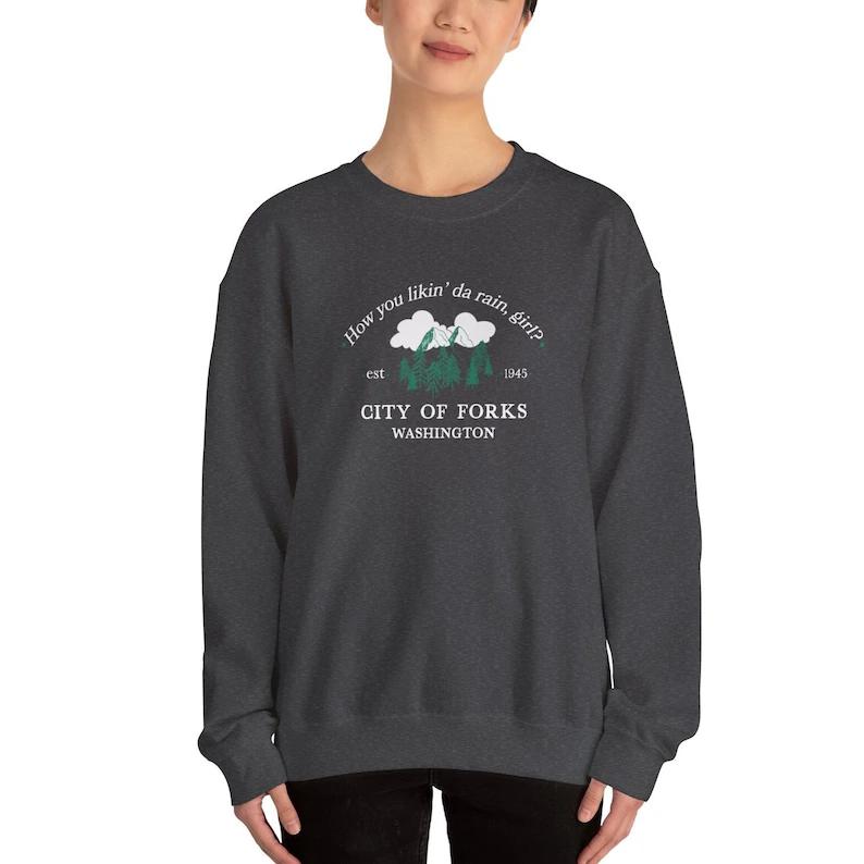 Twilight Sweatshirt, Forks Washington Crewneck Shirt, Book Bookish Gift, Edward Cullen Twilight Merch Parody Gift for Best Friend
