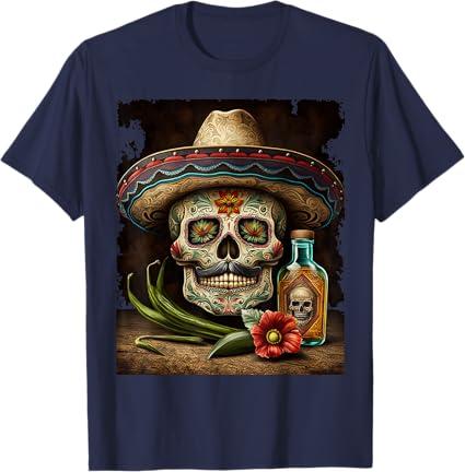 Mexican Sugar Skull Tequila Sombrero Cinco De Mayo Men Women T-Shirt