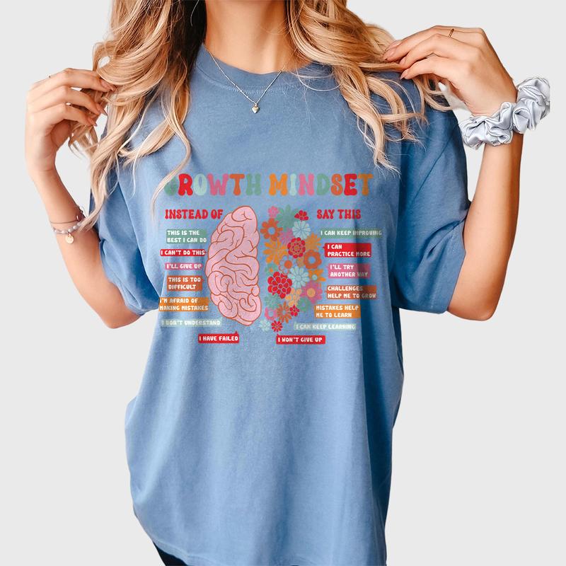 Growth Mindset Flower Brain Tshirt, Psychology Therapy Teacher Shirt, Back to School Shirt, Comfort Shirt for Teacher, Mental Health Retro TShirt For Teacher, Appreciation Gift For Teacher, Inspirational Shirt, Gift For Teacher TShirt, Women Top