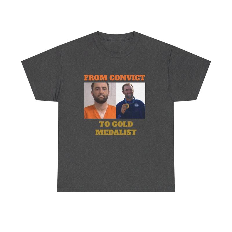 Scottie Scheffler From Convict to Gold Medalist Heavy Cotton Tee - Golf - PGA - Olympic Medal - Golf Shirt - Funny Golf Shirt