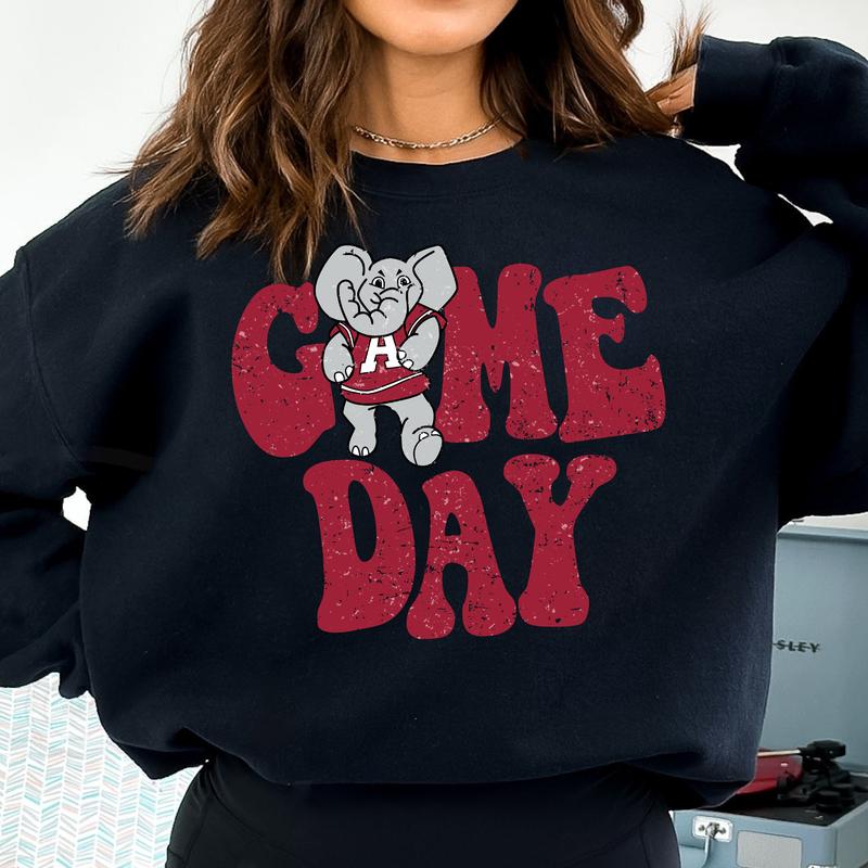 33. Alabama Crimson Tide Vintage NCAA Football Sweatshirt, College Game Day Apparel, Classic Sports Team Gift