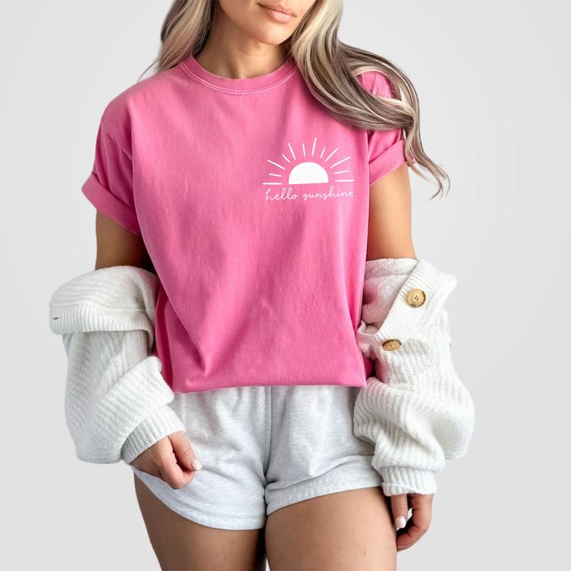 Hello Sunshine Comfort Shirt, Beachy Women Shirts,Beachy Tee,Beach Outfits, Summer Shirts, Summer T-Shirt, Vacation Beach Shirt, Sunshine Lover Tee, Beach Women Top