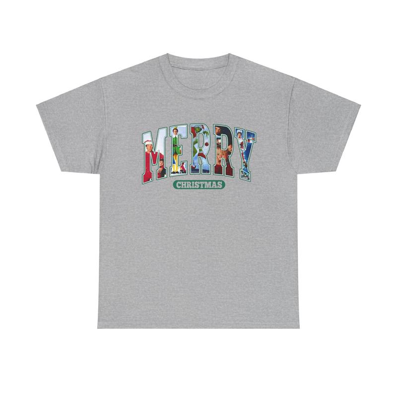 Merry Christmas Unisex Heavy Cotton Tee - Santa Claus Shirt - Elf Shirt - Home Alone - National Lampoon's Christmas Vacation - Christmas Movie Shirt -