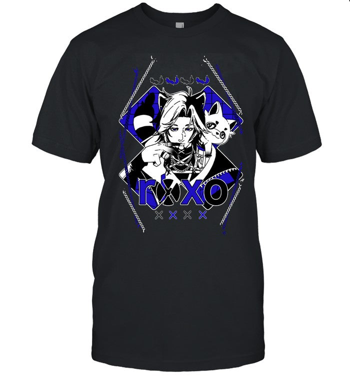 Roxoah Indigo Raccoon Black Shirt