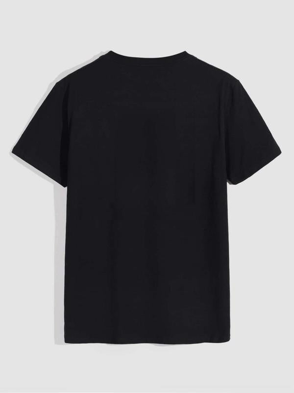 Men's Letter & Figure Print Round Neck Tee, Casual Streetwear Short Sleeve Crewneck T-shirt, Graphic Tees, Summer Clothes, Back to School Tee,Â Men's Regular Fit Top for Daily Wear, Graphic Tees for Men