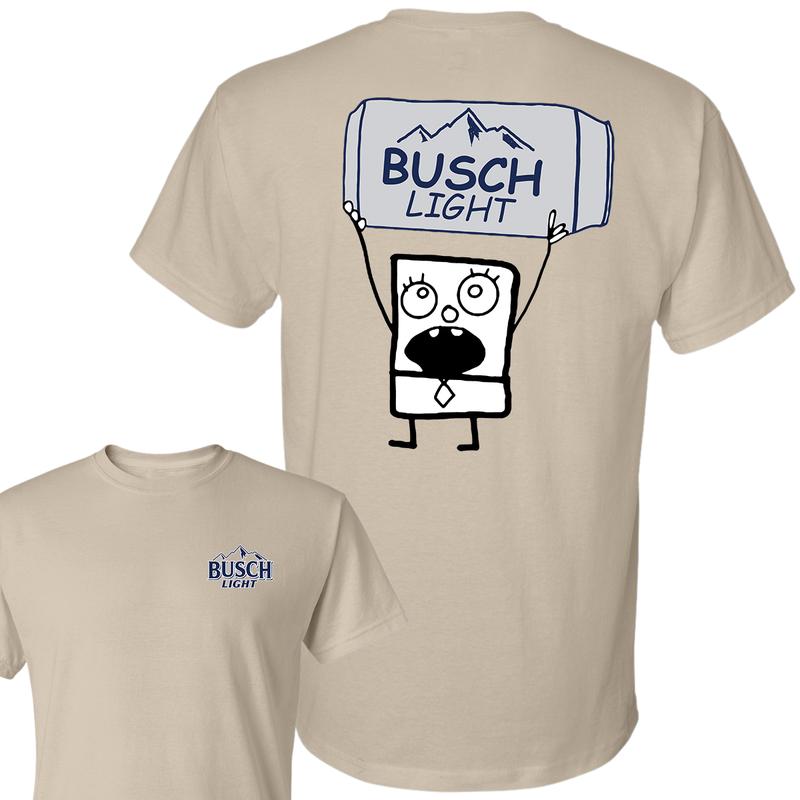 Busch Light Beer Doodlebob T-shirt, Doodlebob Shirt, Busch Light Beer Shirt, Double Sided Graphic Printed Unisex Classic Comfort Cotton T-Shirts in al