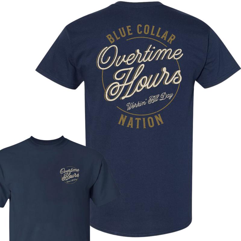 Blue Collar 2 Sided T-Shirt, Blue Collar Gifts, Lineman Shirt, Trucker Shirt, Full Color, For Men