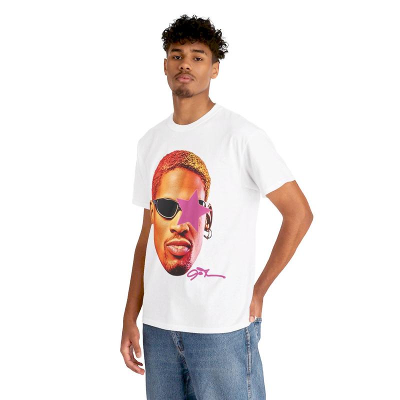 Rodman Inspired Vintage Graphic T-shirt Heavy Cotton Tee Basketball Sreetwear 90s Styled Shirt Hiphop Vibes Y2K Aesthetic Throwback Classic Sports Fan