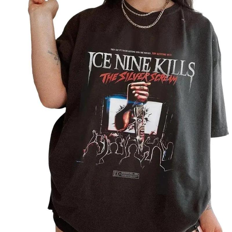 Ice Nine Kills Silver Scream Theater Vintage Shirt, Cotton Unisex T-Shirt, Crew Neck, Size S- 4XL, Menswear Top, Womenswear Top Underwear Streetwear