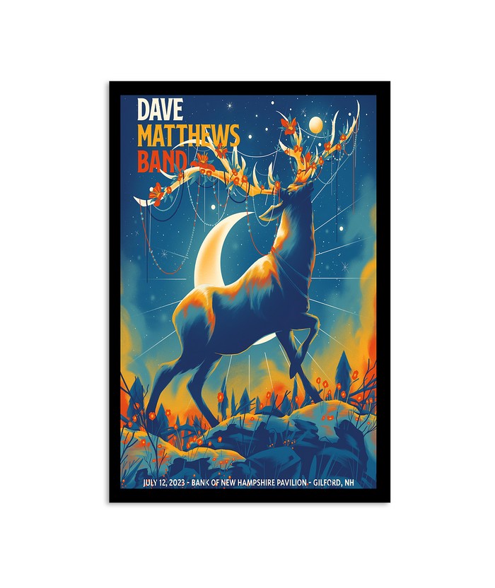 Poster Dave Matthews Band Bank of New Hampshire Pavilion, Gilford, NH July 12 2023