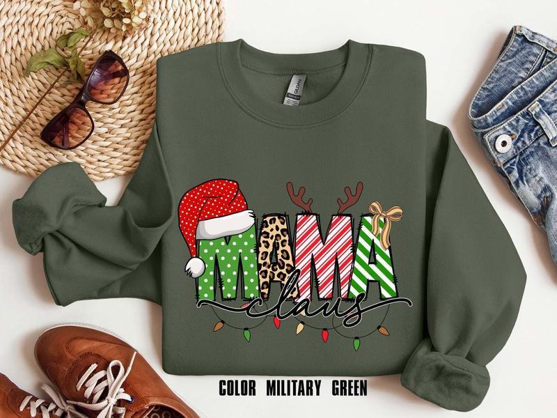 Mama Claus Sweatshirt, Merry Christmas Sweatshirt, Christmas Shirt, Christmas Sweatshirt, Christmas Gift For Mama, Christmas Mama Sweatshirt, Gift for her, Gift for him, Gift for Xmas