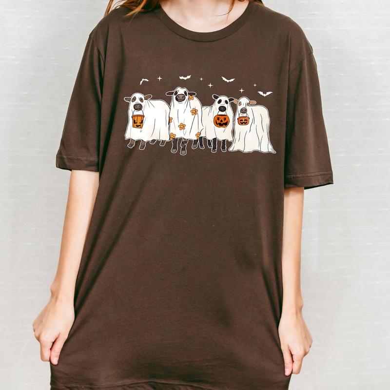Ghost Cows Halloween Crewneck Sweatshirt, Hoodie, T-shirt, Cow Shirt, Cow Lover Gifts
