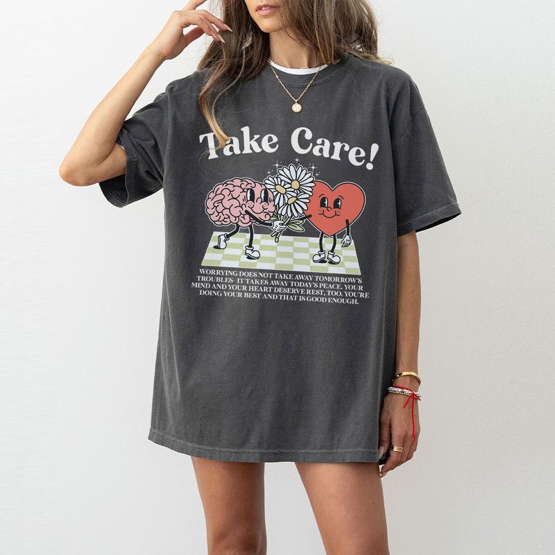 Take Care Comfort Tee, CMental Health Graphic Tee, Retro Mental Health Awareness Shirt, Be Kind Shirt, Inspirational Shirt, Motivational Shirt, Positi