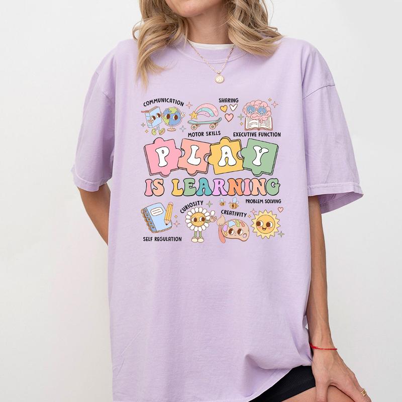 Teacher Shirt, Play Is Learning Teacher Tshirt, Back To School, Teacher Team Shirt, Gift for Teacher, Kindergarten Teacher, Teacher Appreciation Gifts, Teacher Gift, Comfort Shirt for Teacher, First Day of School, Love Teacher Tshirt, Women Top