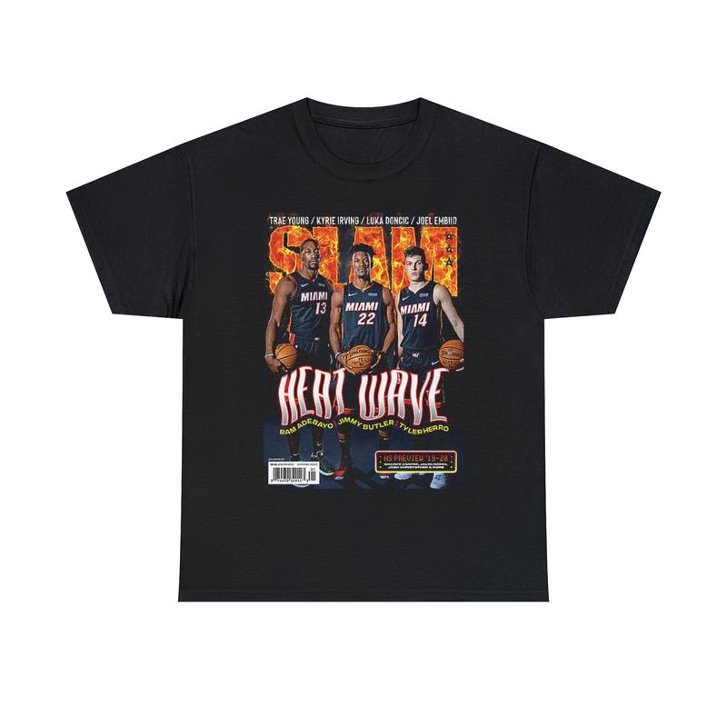 Miami Heat Wave Bam Adebayo Jimmy Butler Tyler Herro SLAM Cover Tee Shirt