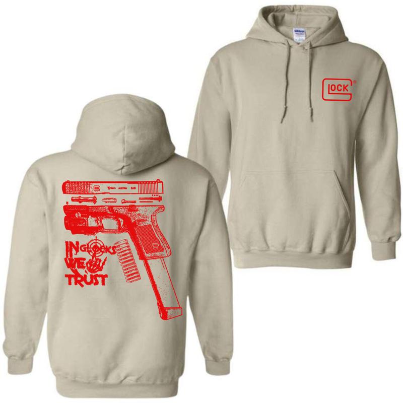 In GLock We Trust Hoodie - Glock Shirt- Design Red Color Double Sided - Men's & Women's Classic Fit Long Sleeve Hoodie - Menswear Casual Underwear