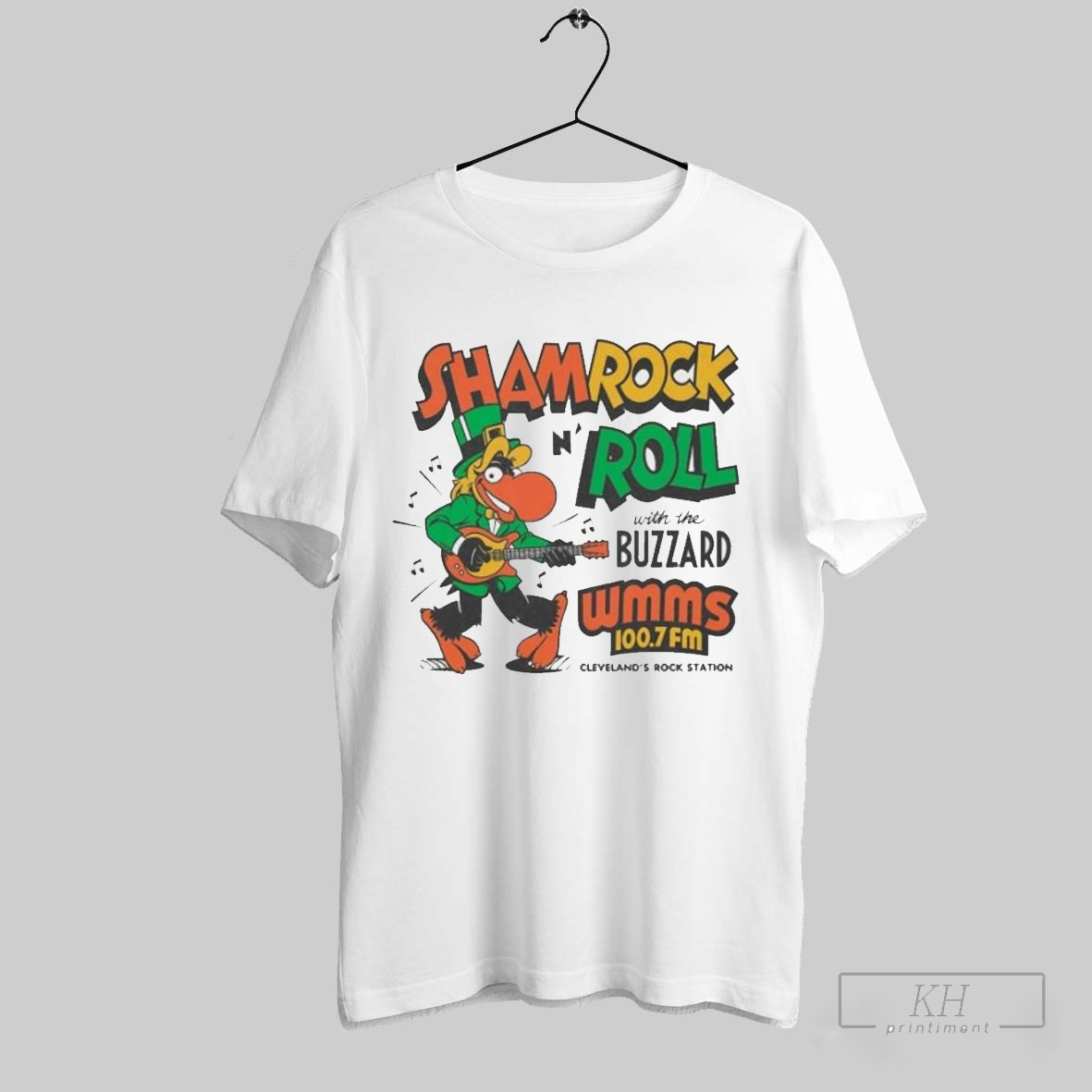 Shamrock N Roll With The Buzzard Wmms 100 7 Fm Clevelands Rock Station Shirt T Shirt
